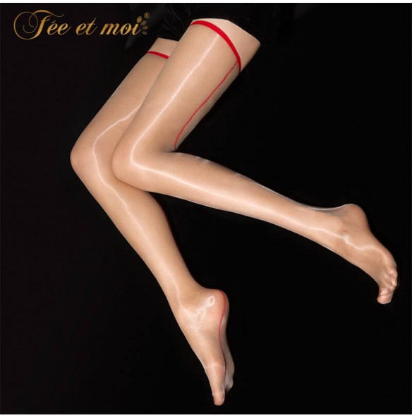 FEE ET MOI Sexy Top Stay Up Thigh High Stockings Pantyhose (Skin Colour - Red) FEE ET MOI Sexy Top Stay Up Thigh High Stockings Pantyhose (Skin Colour - Red)
